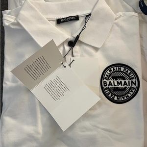 Balmain men’s polo shirt white large nwt